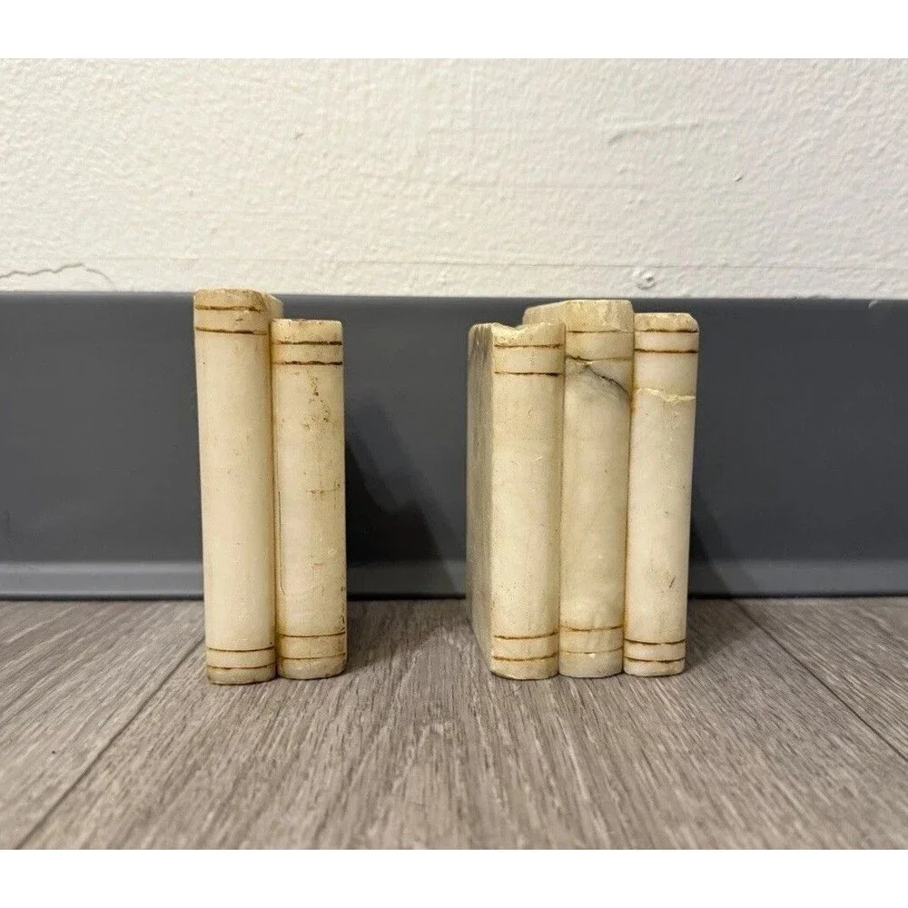Vintage Marble Bookends Pair  4 Inch Tall